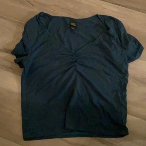 wild fable blue scrunch crop top